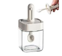 Multipurpose Seasoning Box - Telescopic Spoon Jar for Condiments | Transparent Glass Storage with Adjustable Scoop, Ideal for Salt Pepper Sugar and Spices, Kitchen Accessory for Organized Cooking