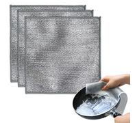 Multipurpose Wire Dishwashing Rags for Wet and Dry, Non-Scratch Wire Dishcloth Double Stainless Steel Scrubber, for Home Kitchen Cooktop Grid Cleaning Cloth (3 PCS)