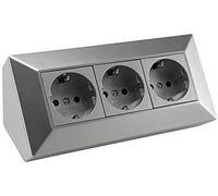 Multistore 2002 Prise d'angle 3 Prises 230 V 45 ° pour Cuisine et Atelier Argenté