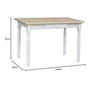 Multistore 2002 Table de cuisine en pin massif avec tiroir Blanc miel 60 x 110 cm
