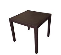 Multistore 2002 Table de Jardin Robuste Table d'appoint en Plastique, Aspect rotin, Moka - 79x79cm