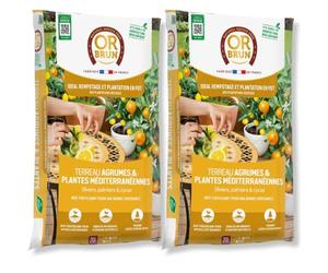 Multitanks Lot de 2 Terreau Or Brun Agrumes & Plantes Méditerranéennes 20L - Le Secret d'une Floraison Réussie