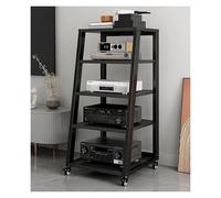 Multitier AV Component Media Stand Stéréo Armoire Stéréo, Tour Audio Vidéo à Roulettes pour Salon Maison Appartement Équipement Électronique Étagère avec Roulettes