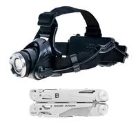 Multitool Badger Outdoor Solid Black + lampe frontale XRG Multi H-X8 - Ensemble
