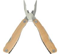 Multitool en acier inoxydable avec manche en hêtre - outil 9 en 1 avec scie, pince, tournevis, couteau, ouvre-boîte & bouteille et écailleur à poissonNaturel