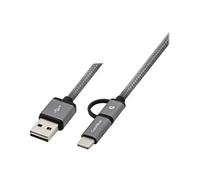 MultiUSB2.0 - Câble USB - USB (M) pour Micro-USB de type B, 24 pin USB-C (M) - USB 2.0 - 1 m - gris