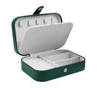 MultiValue Boîte à bijoux, boîte à bijoux portables à deux niveaux Boîte à bijoux de grande capacité Boîte à bijoux en cuir Boîte à bijoux en cuir Boîte à boucles d'oreilles Collier (vert)