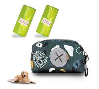 MultiValue Distributeur de sacs à déjections canines, en polyester à motif créatif, pour 2 sacs à déjections canines, support portable avec crochet et fermeture éclair pour course à pied et randonnée