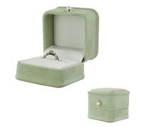 MultiValue Ecrin Bague De Fiançailles, Boite Bague Fiancaille En Velours Avec Perle Petite Boite à Bijoux Exquise Pour Demande En Mariage, Mariage, Cérémonie, Anniversaire (Vert)