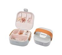 MultiValue Mini boîte à bijoux de voyage, portable, avec poignée, multifonctionnelle, rangement de bijoux pour petite amie, épouse (gris)