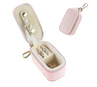 MultiValue Mini Boite a Bijoux, Portable Boite a Bijoux Voyage avec Porte-Clés, Velours Petite Boitea Bijouxpour Colliers Boucles d'Oreilles Bagues