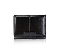 MultiValue Petit portefeuille à trois volets en cuir synthétique pour femme avec porte-cartes et fenêtre pour carte d'identité, pour voyage, shopping, noir, Moderne