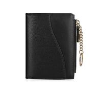 MultiValue Petit portefeuille pour femme en cuir synthétique texturé avec porte-cartes de crédit et porte-clés à deux volets avec fermeture éclair pour ranger une fenêtre d'identité, noir