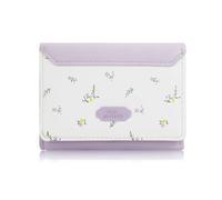 MultiValue Petit portefeuille pour femme, portefeuille fin à trois volets en cuir synthétique avec fenêtre en forme d'amour et porte-cartes pour voyage, shopping, violet, Rétro