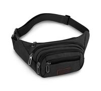 MultiValue Sac banane pour homme et femme, 4 poches à fermeture éclair, sac banane en tissu Oxford avec sangle réglable pour jogging, course à pied, randonnée, noir, Moderne