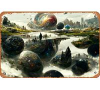 Multiverse Land Abstract and Surreal Sci-Fi Nature and Landscapes Classic Man Cave Décoration murale en métal 20,3 x 30,5 cm