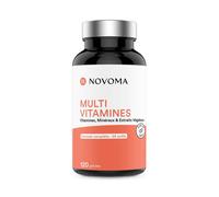 NOVOMA Multivitamines et Minéraux, 29 Vitamines & Actifs A B C D3 E K2 + Magnésium & Zinc, 120 gélules, Complément Alimentaire Immunité pour Femme et Homme, Fabriqué en France