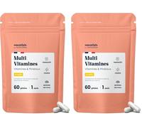 Multivitamines et Minéraux, 15 Nutriments Essentiels, Vitamines A B C D E + Magnésium & Zinc, Immunité & Énergie, 60 gélules Vegan, Cure de 1 mois, Fabriqué en France, Essentials by Novoma (Lot de 2)
