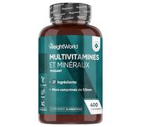 Multivitamines et Minéraux, 400 Micro-Comprimés Vegan (+ 1 An), 27 Nutriments Essentiels - Vitamines A B C D E K,Calcium, Magnesium, Zinc, Fer, Iode, Potassium, Vitamines, Minéraux et Compléments