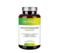 MULTIVITAMINES ET MINÉRAUX - Multivitamines A-Z 29 actifs - Complexe vitaminique complet - Hommes et Femmes - Vitamines A B C D E K, Q10, L-cystéine et 9 minéraux - 60 gélules végétaliennes Nutralie