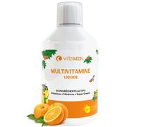 Multivitamines liquide avec minéraux pour femmes, hommes et enfants - Vitamine A B C D3 E ZINC - Immunité & énergie - Vegan - Vitamoon