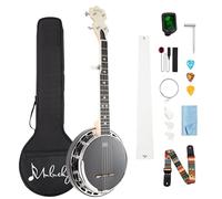Mulucky Mini Banjo 5 Cordes 71,1 cm Tête Remo Résonateur 5ème Accordeur Engrenage Kit Démarrage Sangle Clé Règle Média