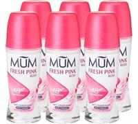 Mum Lot de 6 déodorants à bille parfumés Fresh Pink Rose, protection plus 48 heures, déodorant pour femme, sans alcool, anti-transpirant, végétalien, flacon en verre durable, parfum rose, 50 ml