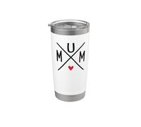 Mum X Cross Typographie avec un cœur Gobelet isotherme en acier inoxydable double paroi