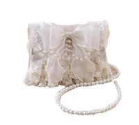 MUMAMCY Sac à bandoulière, filles en dentelle portefeuilles, Cadeau de Pâques Une Épaule Lolita Femmes Enfants Sac, Belle bourse moelleuse, Noir