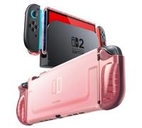 Mumba Coque pour Nintendo Switch 2 (2025), Protection Transparente [Conception Joy-Con à Retrait Rapide] Poignée en TPU, Étui NS Compatible avec la Nouvelle Console Nintendo Switch 2 (Rose)
