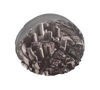 Mumbai City Bonnet de douche réutilisable et imperméable pour homme et femme avec bande élastique Double couche Lavable Pour toutes les coiffures Facile à transporter