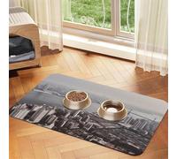 Mumbai City Tapis de nourriture pour chien, tapis d'alimentation absorbant pour gamelles d'eau et de nourriture - Tapis de placement antidérapant pour sols - Imperméable - Séchage rapide - Pour chiens