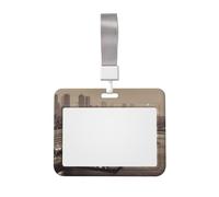 Mumbai - Porte-badge City of Dreams avec lanière détachable - Étui de protection horizontal pour carte d'identité - Pour bureau - En plastique rigide - Avec fenêtre transparente