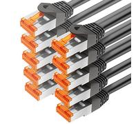 mumbi 26604 Cat.6 FTP Câble réseau de raccordement LAN Ethernet Patch avec connecteurs RJ-45 0.25m, noir (10x)