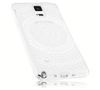 mumbi Coque de protection pour Samsung Galaxy Note 4 TPU gel silicone blanc Motif Mandala Griffonnage