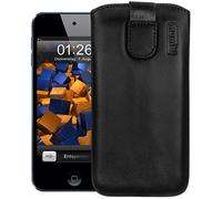 mumbi Étui en Cuir véritable Compatible avec Apple iPod Touch 5G / 6G / 7G Case Wallet en Cuir, Noir