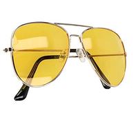 mumbi Homme Lunettes d'aviateur polarisées rétro Vision Nocturne, Jaune, L