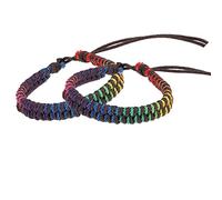 mumbi Lot de 2 bracelets d'amitié/surfeur tressé arc-en-ciel marron