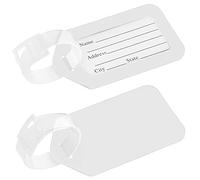 mumbi Lot de 2 étiquettes de bagage en plastique blanc avec étiquette nom/adresse