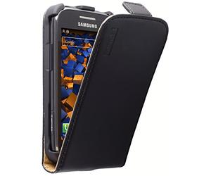 mumbi PREMIUM Cuir véritable Flip Samsung Galaxy Ace 2 - Housse Coque Etui à clapet Ace II poche Noir