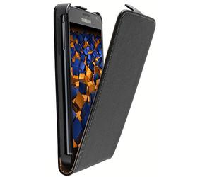mumbi PREMIUM cuir véritable Housse Samsung Galaxy Note N7000 - Coque Étui Etui à clapet Noir Flip Style