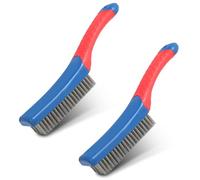 MumdoYAL 2 Brosses à Fil Acier Inoxydable, 8 Rangées, Brosse à Main avec Poignée Bleue 16 cm, Brosse Métal pour Grill, Machine et Pièces Auto