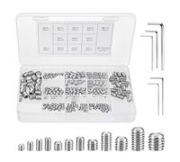 MumdoYAL 240 pièces vis sans tête M3/M4/M5/M6/M8, vis poignée de porte, matériau en acier inoxydable, utilisé pour fixer des pièces mécaniques，avec 5 clés hexagonales