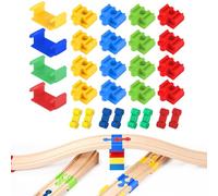 MumdoYAL 28 Pièces Adaptateurs De Rail en Bois Universel, Accessoires De Rail en Plastique, Rallonge Train pour Circuit Bois