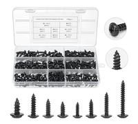 MumdoYAL 350 pièces vis autoperforante，vis autoforeuse métal，vis noir，vis bois ，tête cruciforme，fabriqué en acier au carbone，Les dimensions comprennent M3, M3.5, M4, M4.8