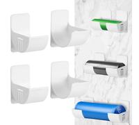 MumdoYAL 4 Pièces Upport Mural pour Sacs Poubelle, Film Alimentaire Support Rangement Porte,Distributeur pour Film Alimentaire et Papier Aluminium, Organisateur Adhésif de Cuisine, Blanc