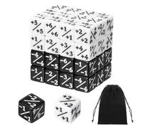 MumdoYAL 48 PCS Compteurs de Dés(Noir+Blanc), Dés de Jeton Dés de Fidélité Dés D6 Cube, Compatible avec MTG, CCG, Accessoire de Jeu de Cartes ，Contenant Un Sac de Rangement