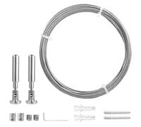 MumdoYAL 5 m Tringle à Rideaux Kit, Câble Rideau, Rail Rideaux Plafond, Câble pour Rideaux, Fil à Linge Extérieur, Fixation Facile,Avec Accessoires