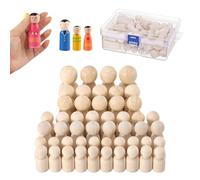 MumdoYAL 50 Pièces 4 tailles，Figurines en bois à peindre, ，Poupée en bois à broche - Figurine en bois non finie pour loisirs créatifs, jouets, peinture, décorations, projets artistiques