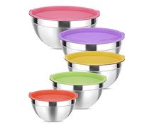 MumdoYAL Ensemble de bols mélangeurs, bols en acier inoxydable avec couvercles hermétiques - 4,1 L / 3,4 L / 2,5 L / 2,0 L / 1,4 L, idéal pour la cuisine, la pâtisserie et le stockage